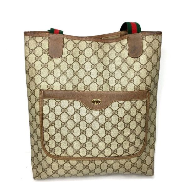 GUCCI AUTHENTIC BROWN MONOGRAM COATED CANVAS TOTE BAG - Picture 7 of 12
